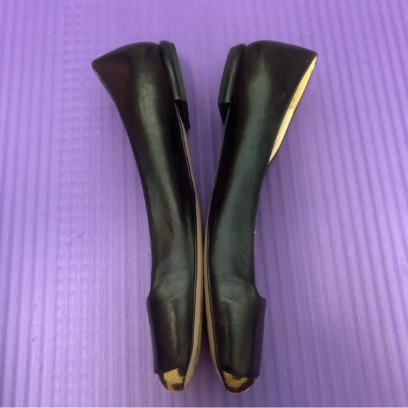 Prada black leather ballet flats buckle leopard 37.5 - Picture 5 of 8